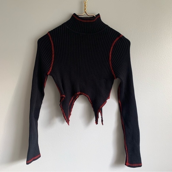 THE KRIPT set Kalki Leather Pants and Kamina sweater black red matrix - Picture 5 of 16